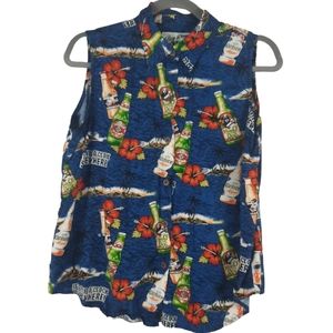 Big Dogs Hawaiian Sleeveless Button Down Blouse